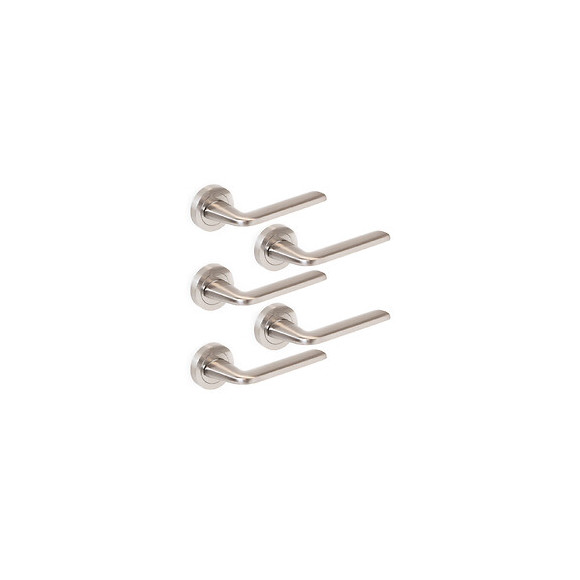 Emuca Poignées Sydney De Porte Intérieur, Avec Rosace D.50 Mm, Aluminium Et Zamak, Nickel Satiné, 5 Set.