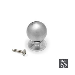 Emuca Poignée Pour Meuble, D. 20 Mm, Zamak, Nickel Satiné, 25 Ut.