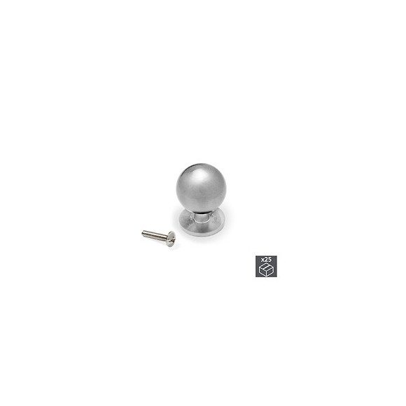 Emuca Poignée Pour Meuble, D. 20 Mm, Zamak, Nickel Satiné, 25 Ut.