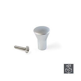 Emuca Poignée Pour Meuble, D. 16 Mm, Zamak, Chromé Mat, 25 Ut.