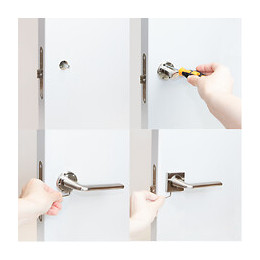 Emuca Poignées Sydney De Porte Intérieur, Avec Rosace 50x50 Mm, Aluminium Et Zamak, Nickel Satiné, 5 Set.