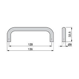 Emuca Poignée Pour Meuble, D. 8 Mm, Entraxe 128 Mm, Acier, Chromé, 20 Ut.