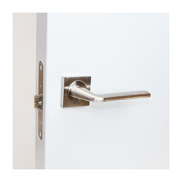 Emuca Poignées Sydney De Porte Intérieur, Avec Rosace 50x50 Mm, Aluminium Et Zamak, Nickel Satiné, 5 Set.