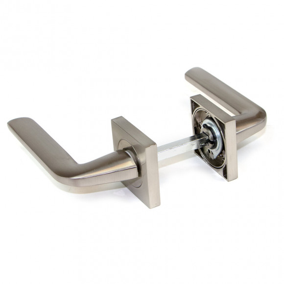 Emuca Poignées Sydney De Porte Intérieur, Avec Rosace 50x50 Mm, Aluminium Et Zamak, Nickel Satiné, 5 Set.