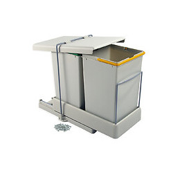 Emuca Poubelles De Recyclage, Fixation Inférieure, Extraction Et Couvercle Automatique, 2 Conteneurs De 14 Litres