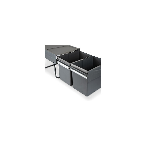 Emuca Poubelles De Recyclage Pour Cuisine, 2x15 L, Fixation Inférieure, Extraction Manuel, Plastique, Gris Anthracite.