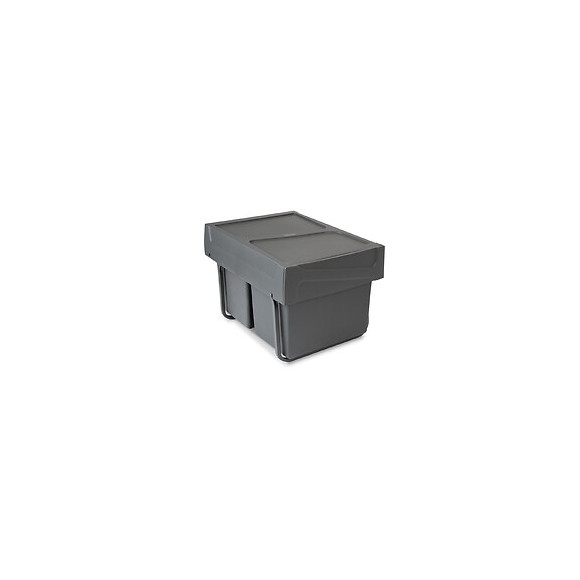 Emuca Poubelles De Recyclage Pour Cuisine, 2x15 L, Fixation Inférieure, Extraction Manuel, Plastique, Gris Anthracite.
