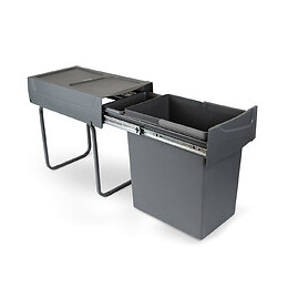 Emuca Poubelle De Recyclage Pour Cuisine, 20l, Fixation Inférieure, Extraction Manuel, Plastique, Gris Anthracite