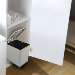 Emuca Poubelle De Recyclage, 16 L, Fixation Inférieure, Extraction Manuelle, Couvercle Automatique, Plastique, Gris