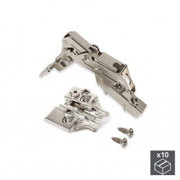 Emuca Charnière X91, D. 35mm, Coudée, Fermeture Amortie, Ouv. 165º, Avec Embase Eurovis, 10 Ut.