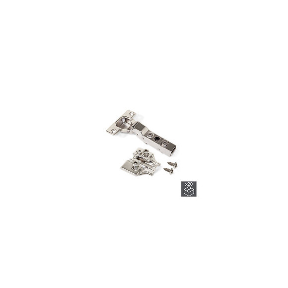 Emuca Charnière, D.35mm, Coudée, Fermeture Amortie, Ouverture 100º, Avec Embase Eurovis, 20ut.