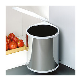 Emuca Poubelle De Recyclage, 13l, Fixation Sur Porte, Ouverture Couvercle Automatique, Plastique, Finition Acier Inox