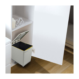 Emuca Poubelle De Recyclage, 16 L, Fixation Inférieure, Extraction Manuelle, Couvercle Automatique, Plastique, Gris