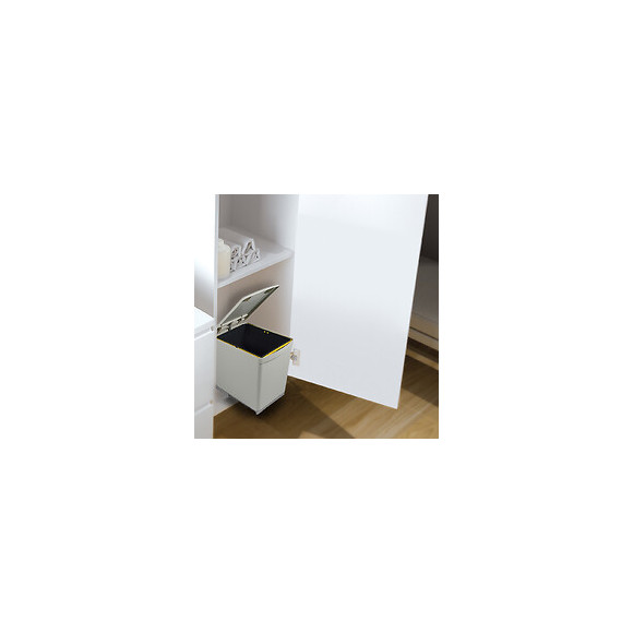 Emuca Poubelle De Recyclage, 16 L, Fixation Inférieure, Extraction Manuelle, Couvercle Automatique, Plastique, Gris