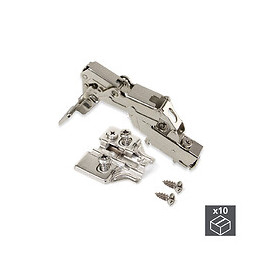 Emuca Charnière X91, D. 35 Mm, Coudée, Fermeture Amortie, Ouverture 165º, Avec Embase Eurovis, 10 Ut.