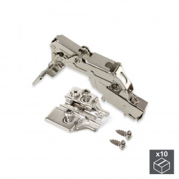 Emuca Charnière X91, D. 35 Mm, Coudée, Fermeture Amortie, Ouverture 165º, Avec Embase Eurovis, 10 Ut.