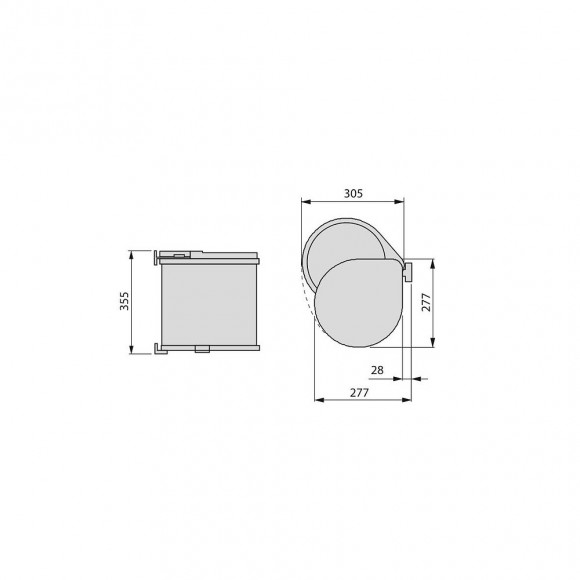 Emuca Poubelle De Recyclage, 13l, Fixation Sur Porte, Ouverture Couvercle Automatique, Plastique, Finition Acier Inox
