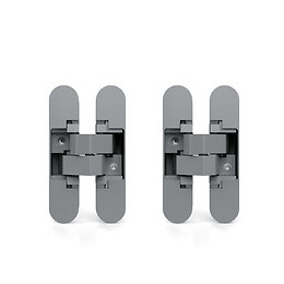 Emuca Charnière Invisible Pour Portes, Charge De 40 Kg, Ouverture De 180º, Zamak, Gris Métallisé, 2 Un.