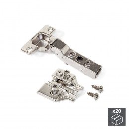 Emuca Charnière, D.35mm, Coudée, Fermeture Amortie, Ouverture 100º, Avec Embase Eurovis, 20ut.