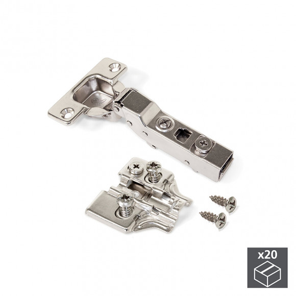 Emuca Charnière, D.35mm, Coudée, Fermeture Amortie, Ouverture 100º, Avec Embase Eurovis, 20ut.