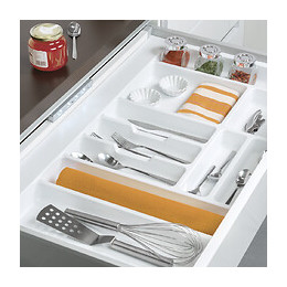 Emuca Range-couvert Optima Pour Tiroir De Cuisine Vertex/concept 500, Module 600 Mm .panneau 16mm, Plastique, Blanc