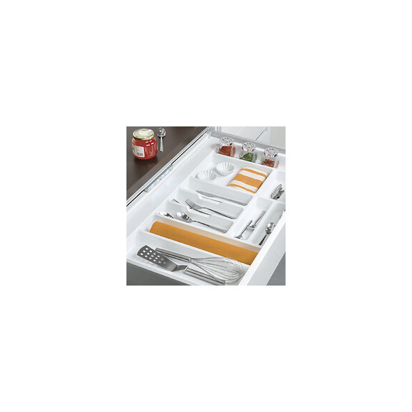 Emuca Range-couvert Optima Pour Tiroir De Cuisine Vertex/concept 500, Module 600 Mm .panneau 16mm, Plastique, Blanc