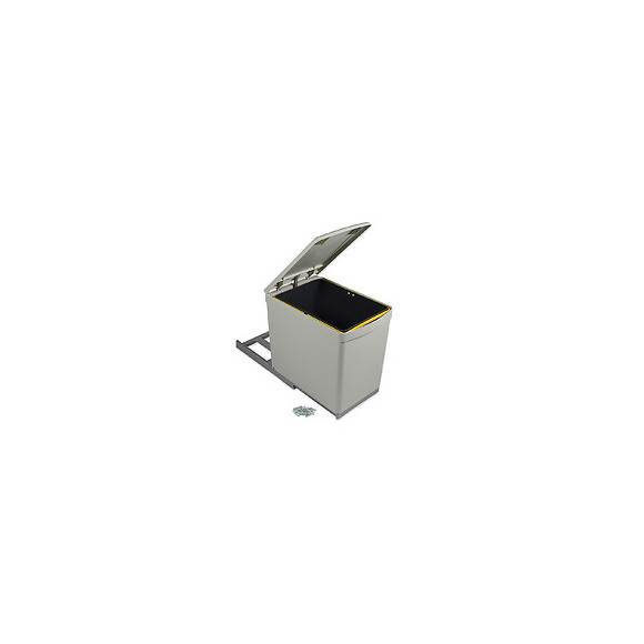 Emuca Poubelle De Recyclage, 16 L, Fixation Inférieure, Extraction Manuelle, Couvercle Automatique, Plastique, Gris