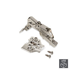 Emuca Charnière X91, D. 35mm, Coudée, Fermeture Amortie, Ouv. 165º, Avec Embase Eurovis, 10 Ut.