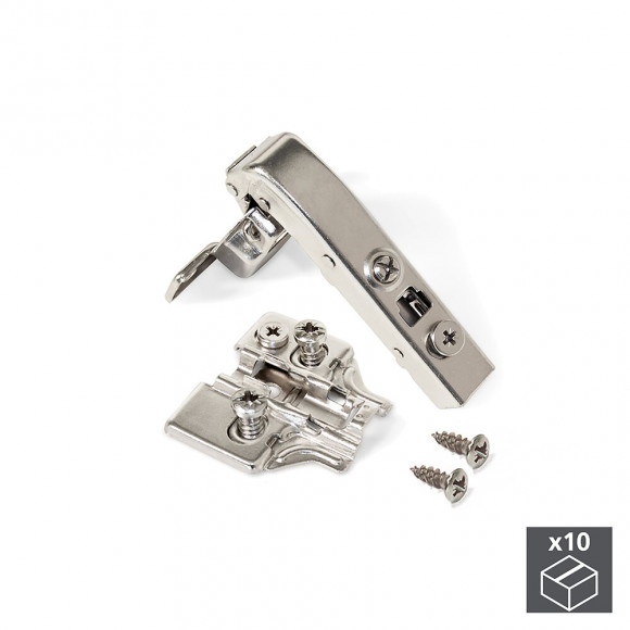 Emuca Charnière X91, D. 35 Mm, Courbée À 90º, Fermeture Amortie, Avec Embase Eurovis, 10 Ut.