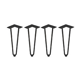 Emuca Jeu De Quatre Pieds Hairpin De 2 Barres Pour Table, Hauteur 400 Mm, Peints En Noir.