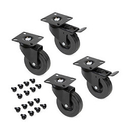 Emuca Roulettes Avec Plétine De Montage, D. 75 Mm, Acier Et Plastique, Noir, 4 Ut.