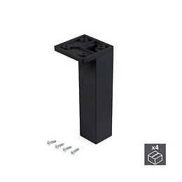Emuca Pied Pour Meubles, Coin, Réglable 140 - 150 Mm, Plastique, Noir, 4 U.