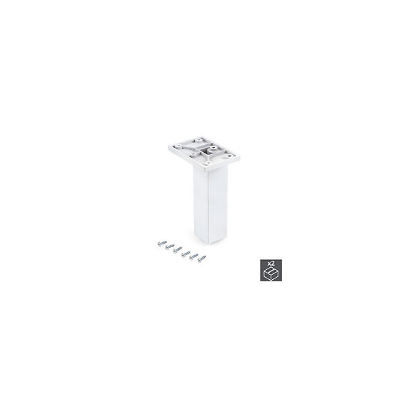 Emuca Pied Pour Meubles, Central, Réglable 140 - 150 Mm, Plastique, Blanc, 2 U.