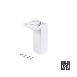 Emuca Pied Pour Meubles, Coin, Réglable 100 - 110 Mm, Plastique, Blanc, 4 U.