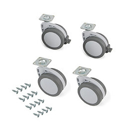 Emuca Roulettes Avec Plétine De Montage, D. 80 Mm, Acier Et Plastique, 4 Ut.