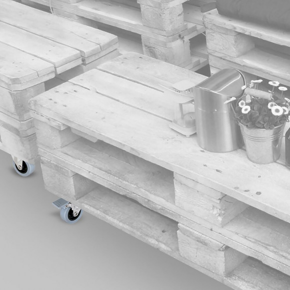 Emuca Roulettes Avec Boulon M8, D. 50 Mm, Acier Et Plastique, Gris, 4 Ut.