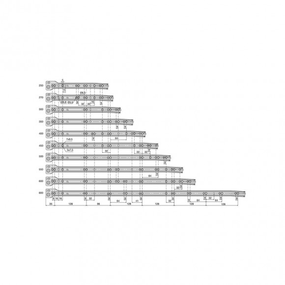 Emuca Paire De Coulisses À Roulettes Pour Tiroirs, Fermeture Avec Chute, 450 Mm, Sortie Partielle, Gris Métallisé, 5 Ut.