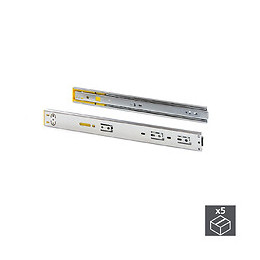 Emuca Paire De Coulisses Pour Tiroirs, À Billes, 45x550mm, Sortie Totale, Système Push, Fermeture Amortie, Zingué, 5 Ut.