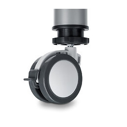 Emuca Pied Pour Table, D. 60 Mm, Roulette Et Frein, Réglable, 735 - 755 Mm, Acier, Gris Métallisé