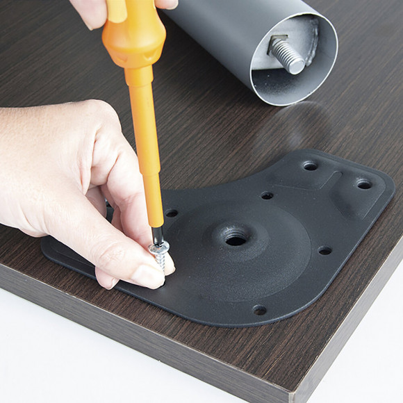 Emuca Pied Pour Table, D. 60 Mm, Roulette Et Frein, Réglable, 735 - 755 Mm, Acier, Gris Métallisé