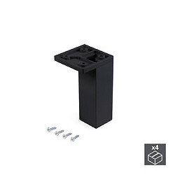 Emuca Pied Pour Meubles, Coin, Réglable 100 - 110 Mm, Plastique, Noir, 4 U.