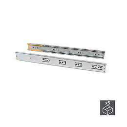 Emuca Paire De Coulisses Pour Tiroirs, À Billes, 45 X 400 Mm, Sortie Totale, Fermeture Amortie, Zingué, 5 Ut.