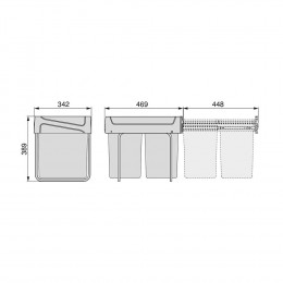 Emuca Poubelles De Recyclage Pour Cuisine, 2x20 L, Fixation Inférieure, Extraction Manuel, Plastique, Gris Anthracite