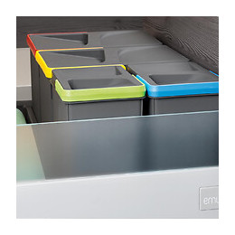 Emuca Poubelles Pour Tiroir De Cuisine, Hauteur 216 Mm, 2x12l, Gris Antracite