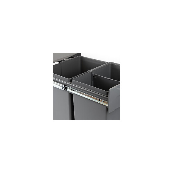 Emuca Poubelles De Recyclage Pour Cuisine, 2x20 L, Fixation Inférieure, Extraction Manuel, Plastique, Gris Anthracite