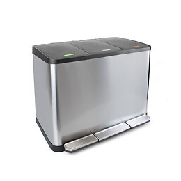 Emuca Poubelle Extérieure À 3 Compartiments De 15 Litres, Acier Inoxydable