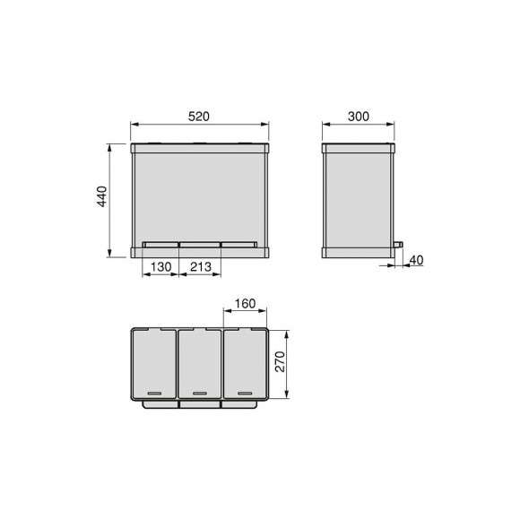 Emuca Poubelle Extérieure À 3 Compartiments De 9 Litres, Acier Inoxydable