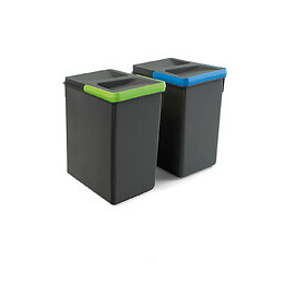 Emuca Poubelles Pour Tiroir De Cuisine, Hauteur 266 Mm, 2x7l, Gris Antracite