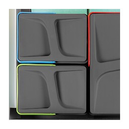 Emuca Kit De Poubelles, 12 L + 6 L + 6 L, Module 600 Mm, Plastique, Gris Anthracite, 3 Ut. + Base