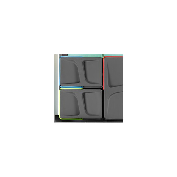 Emuca Kit De Poubelles, 12 L + 6 L + 6 L, Module 600 Mm, Plastique, Gris Anthracite, 3 Ut. + Base